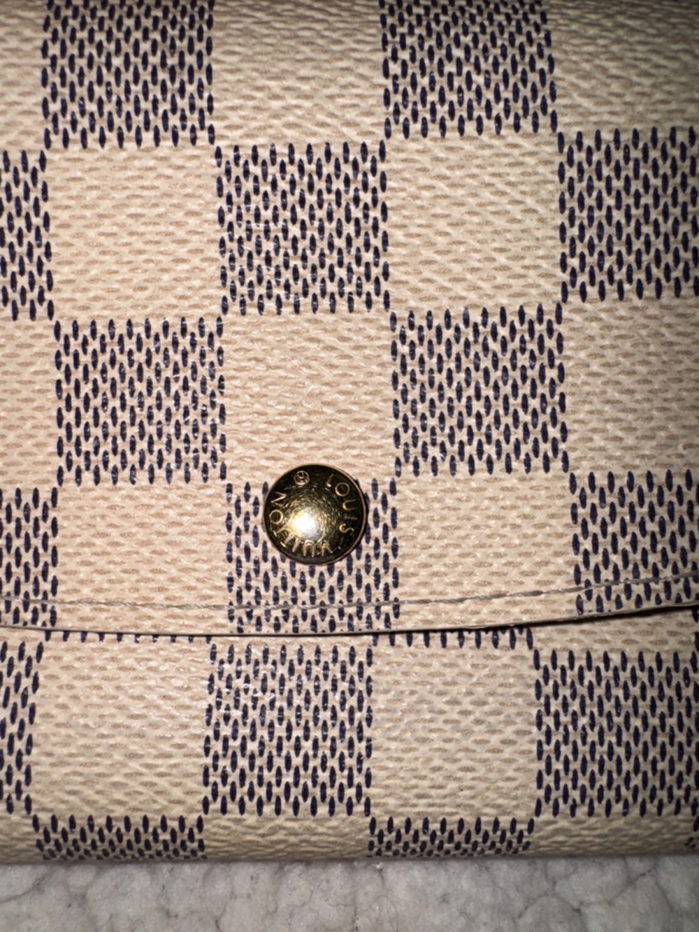 Louis Vuitton Damier Azur Snap Continental Wallet in Beige and Brown - Picture 13 of 16